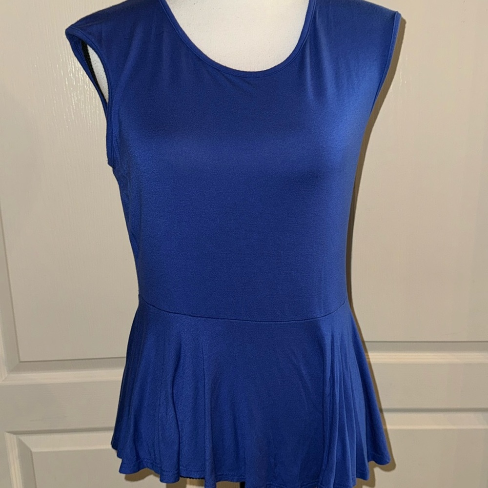 Blue Peplum Blouse - Size Medium